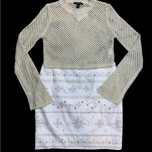 White House Black Market Skirt size 10 Forever 21 Gold crochet top size medium